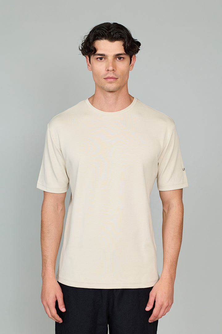 Vany Erkek Regular Fit Bisiklet Yaka T-Shirt Bej