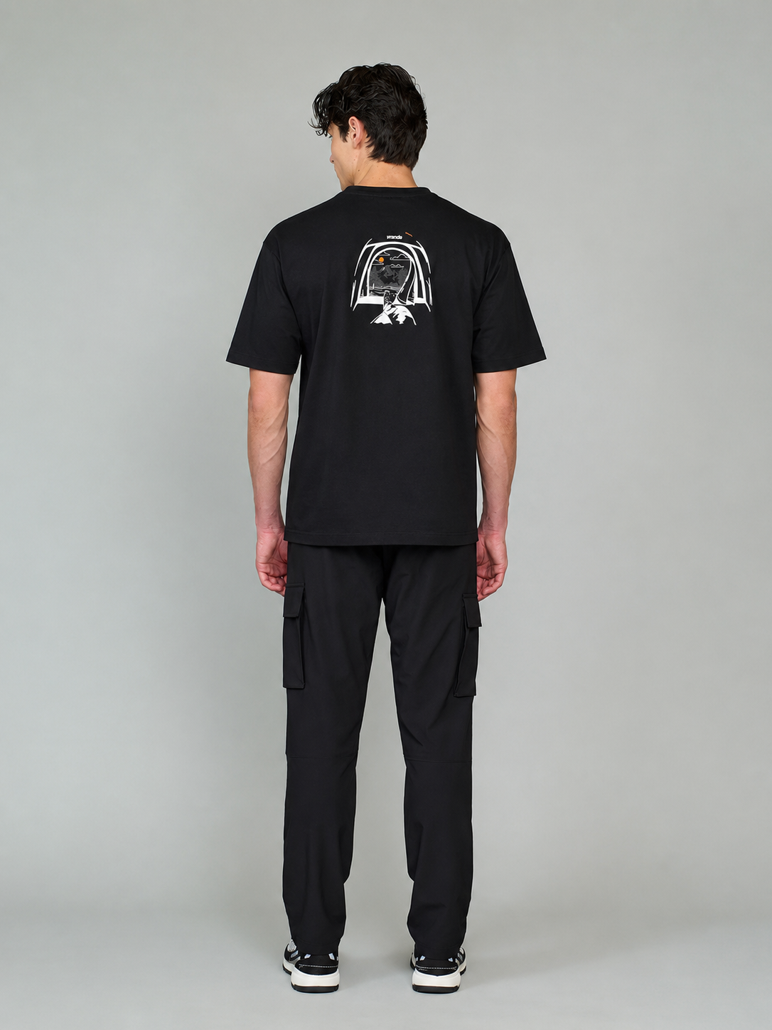 Kamp Baskılı T-Shirt Siyah